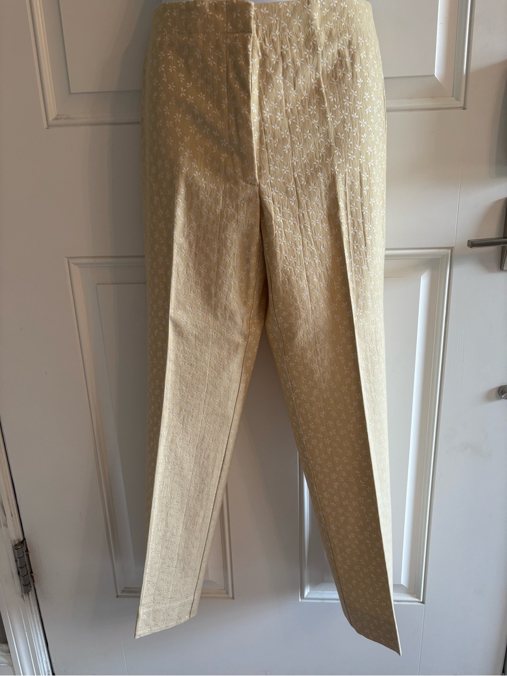 Sigrid Olsen Cream Cropped Textured Ponte Pants